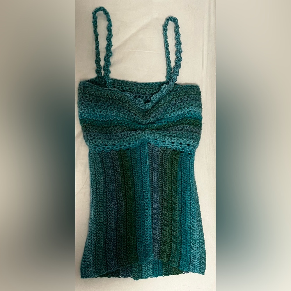 Handmade blue/green crochet top